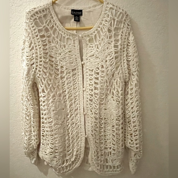 Dialogue lace‎ like macrame style lined jacket SzL - Picture 1 of 10